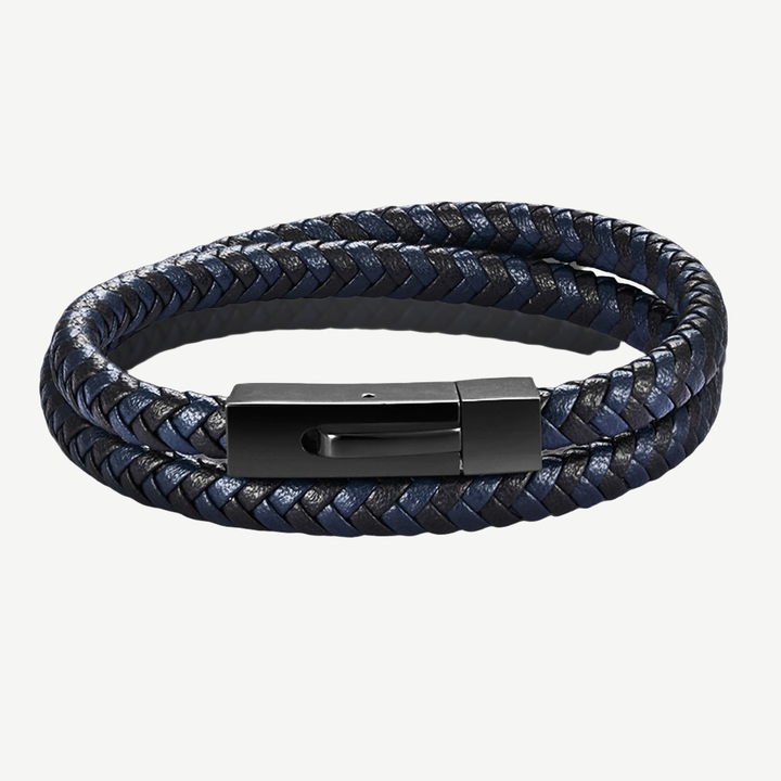 Chevron Braided Italian Leather Wrap Bracelet — finished light background #F5F5F3 — source image 1