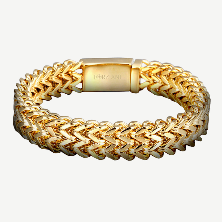 Chevron Woven Link Bracelet Gold - 12mm — finished light background #F5F5F3 — source image 1