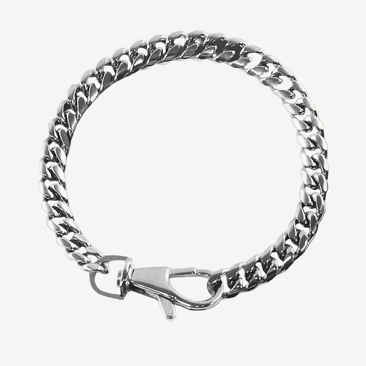 Crescent Link Chain Bracelet Silver - 8mm — finished light background #F5F5F3 — source image 1