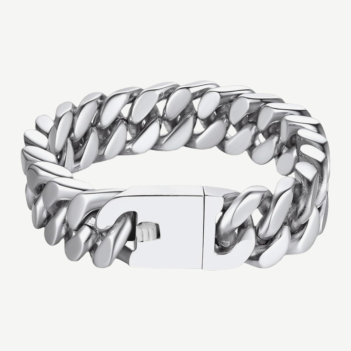 Curb Link Chain Bracelet Silver - 12mm — finished light background #F5F5F3 — source image 1