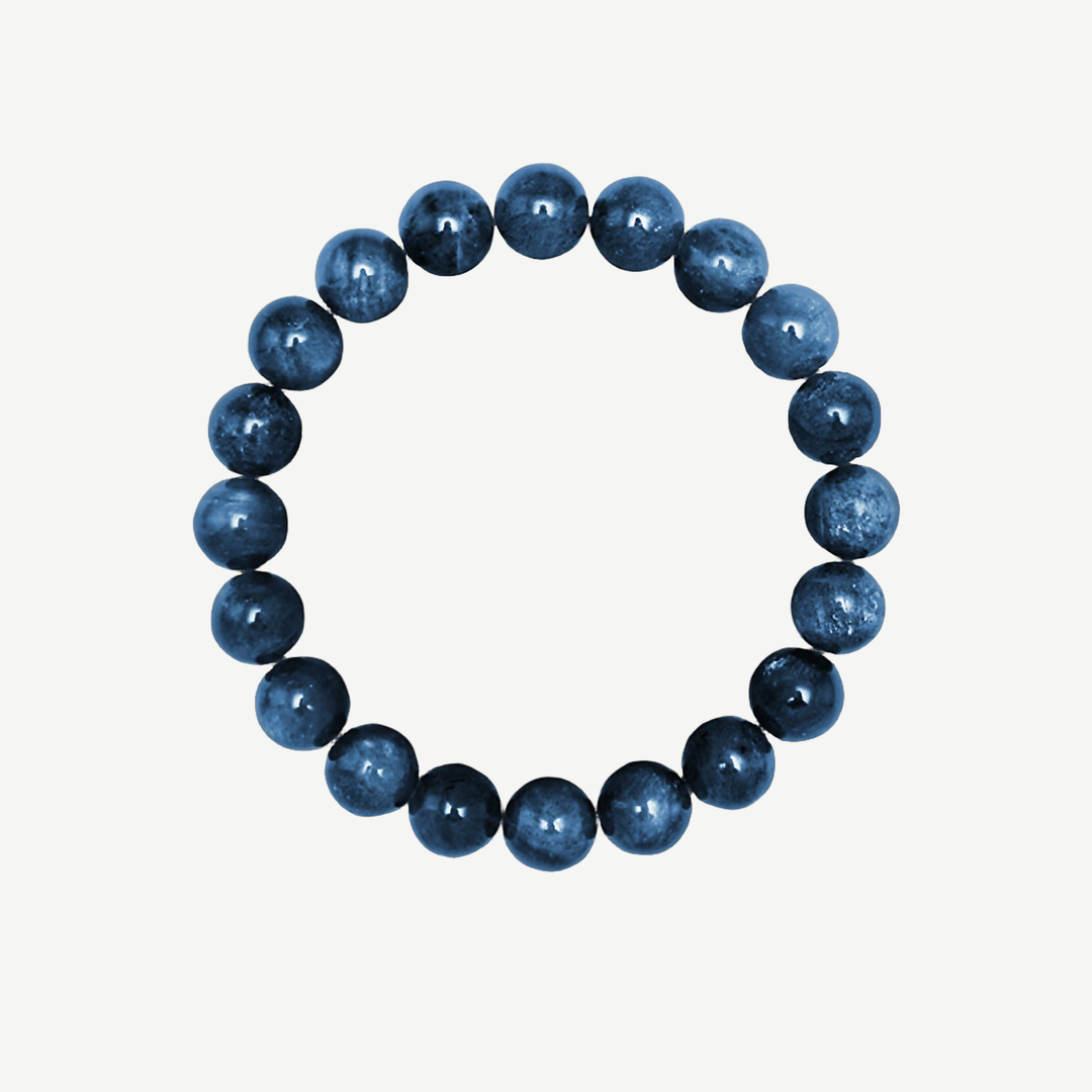 Dumortierite Beaded Bracelet for Men, 10mm — finished light background #F5F5F3 — source image 1
