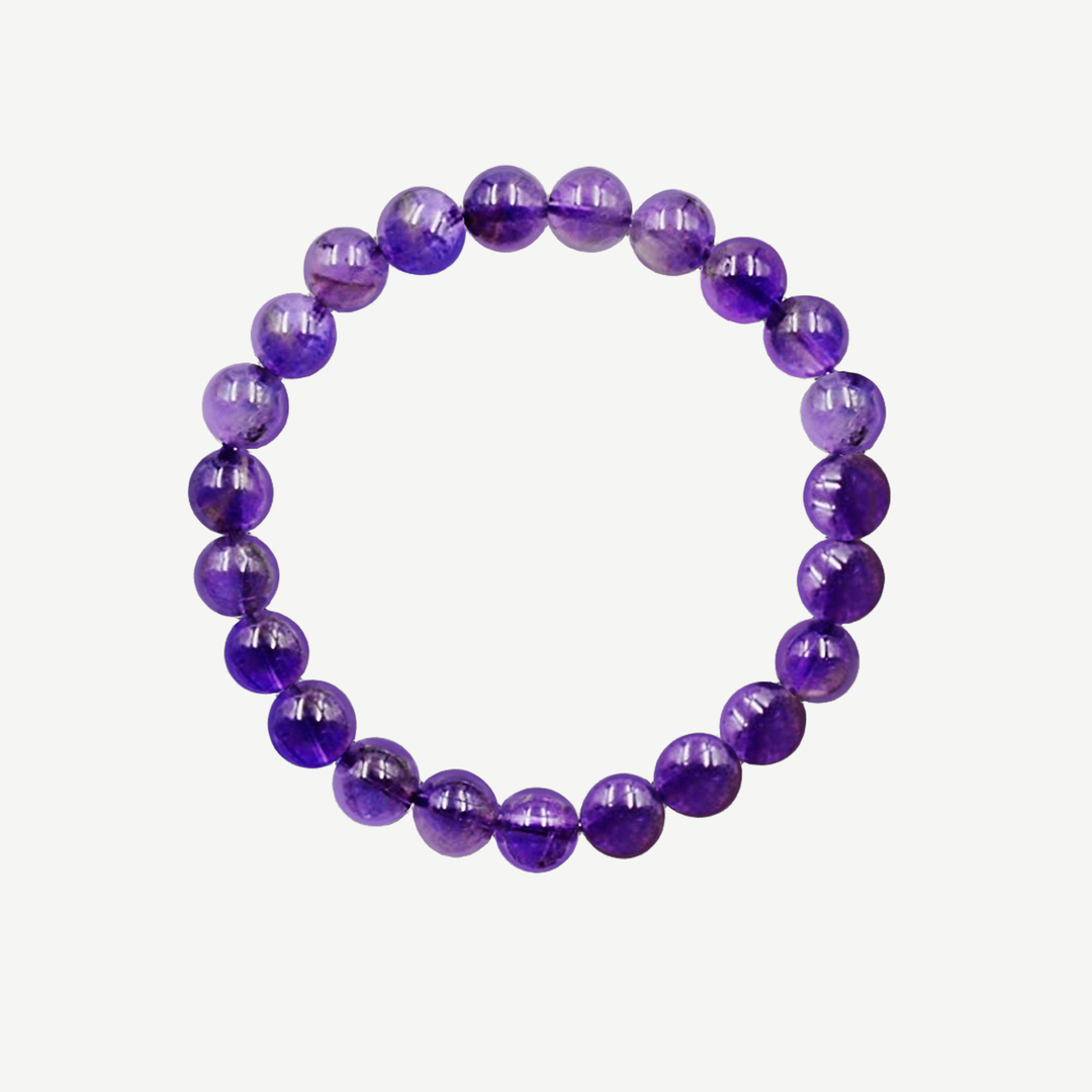 Earth Spirit Beaded Bracelet Amethyst, 8mm — finished light background #F5F5F3 — source image 1