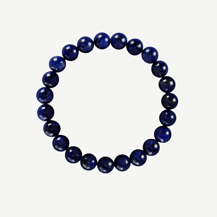 Earth Spirit Beaded Bracelet Dumortierite, 8mm — finished light background #F5F5F3 — source image 1