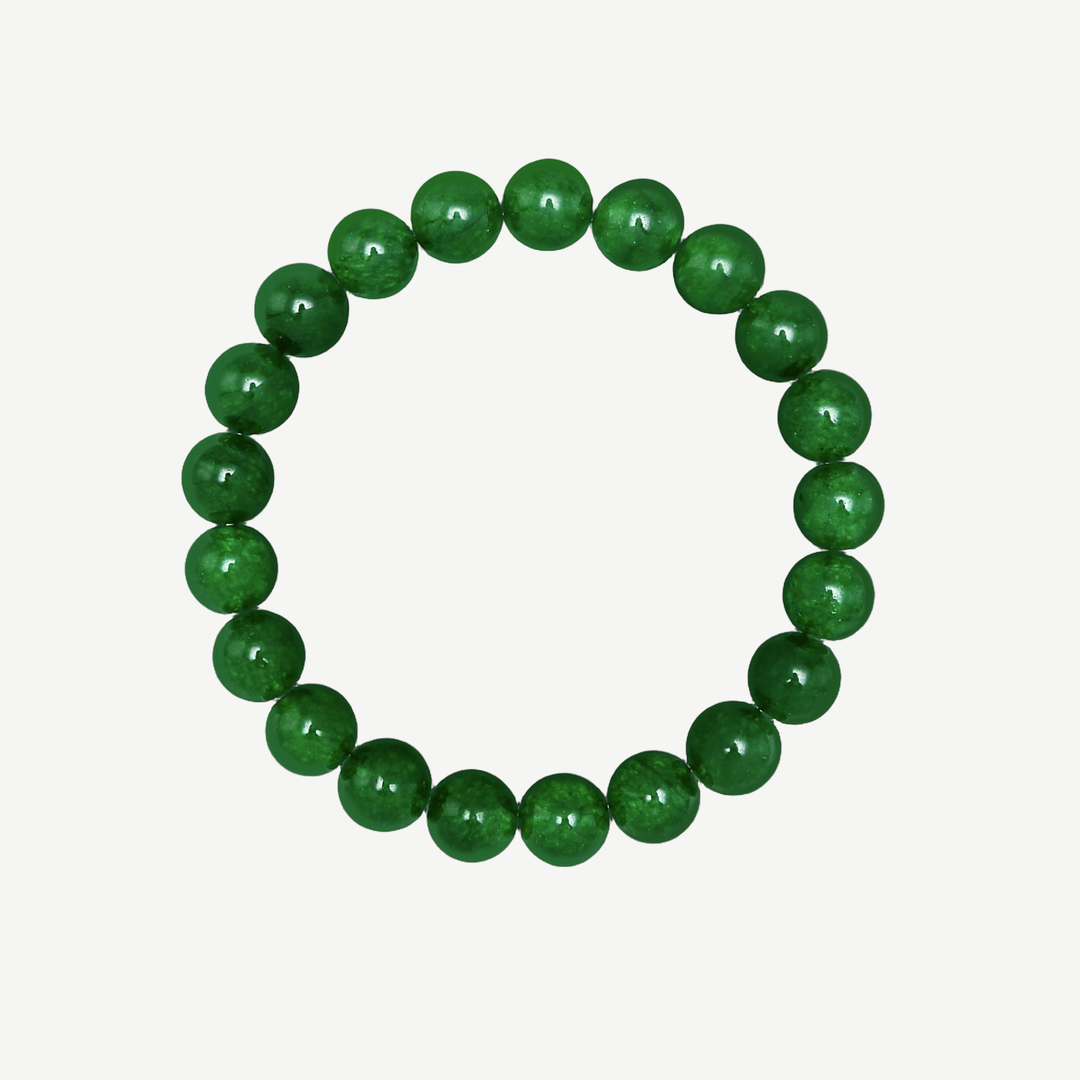 Earth Spirit Beaded Bracelet Green Jade, 8mm — finished light background #F5F5F3 — source image 1