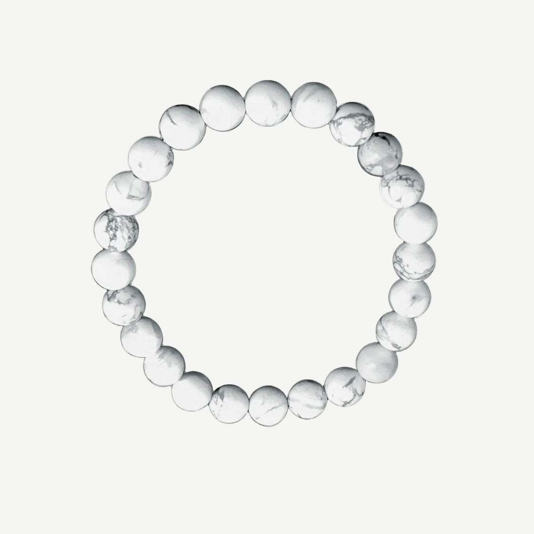 Earth Spirit Beaded Bracelet Howlite, 8mm — finished light background #F5F5F3 — source image 1