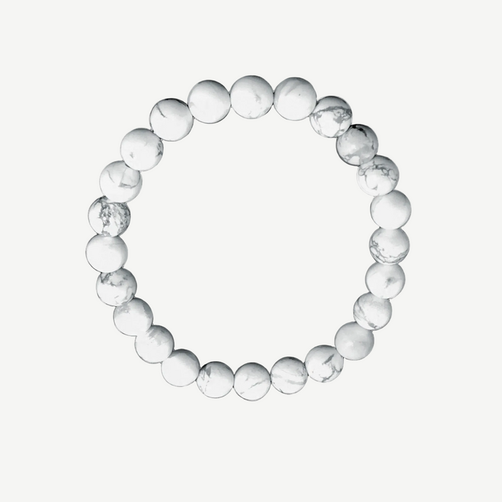 Earth Spirit Beaded Bracelet Howlite, 8mm — finished light background #F5F5F3 — source image 1