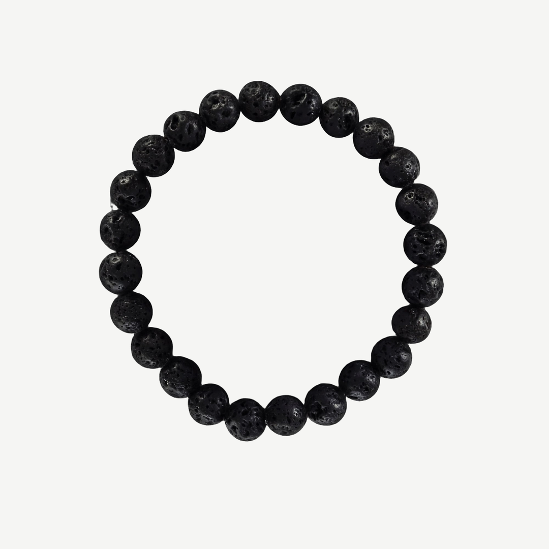 Earth Spirit Beaded Bracelet Lava Stone, 8mm — finished light background #F5F5F3 — source image 1