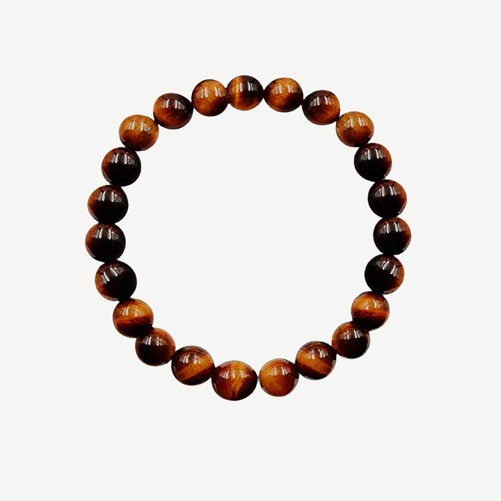 Earth Spirit Beaded Bracelet Red Tiger's Eye, 8mm — finished light background #F5F5F3 — source image 1