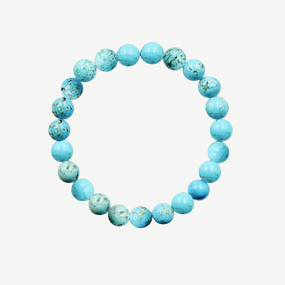 Earth Spirit Beaded Bracelet Turquoise, 8mm — finished light background #F5F5F3 — source image 1