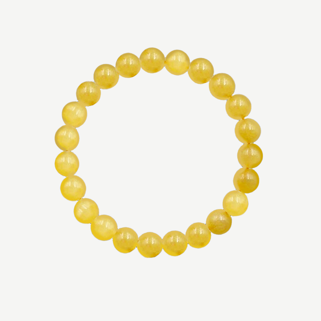 Earth Spirit Beaded Bracelet Yellow Jade, 8mm — finished light background #F5F5F3 — source image 1