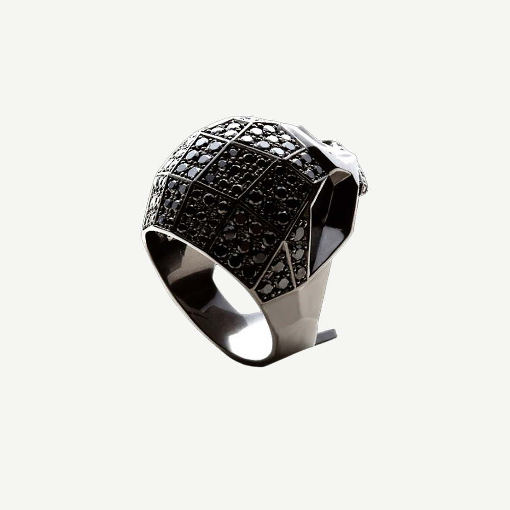 Empire Skull Ring With Black Pavé CZ Diamonds — light background #F5F5F3 — source image 5