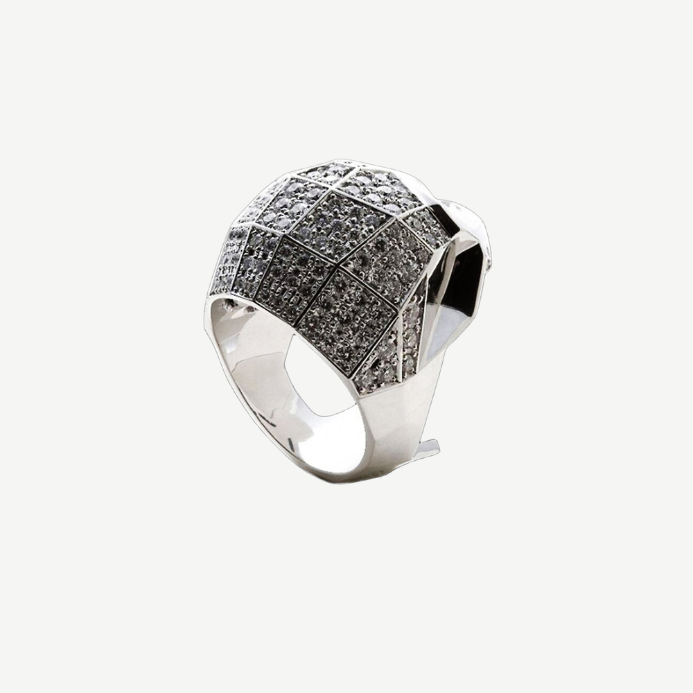 Empire Skull Ring with White Pavé CZ Diamonds — light background #F5F5F3 — source image 6