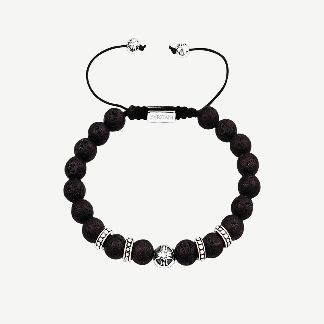 Equinox Men’s Beaded Bracelet Lava Stone, 8mm — finished light background #F5F5F3 — source image 1