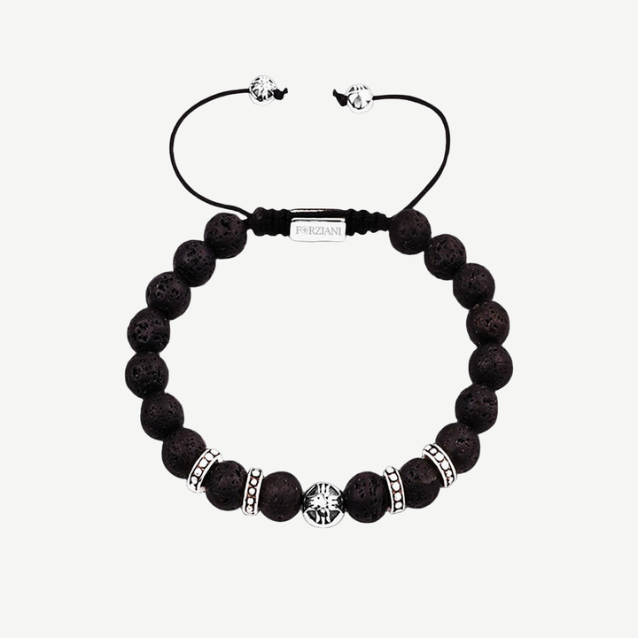 Equinox Men’s Beaded Bracelet Lava Stone, 8mm — finished light background #F5F5F3 — source image 1