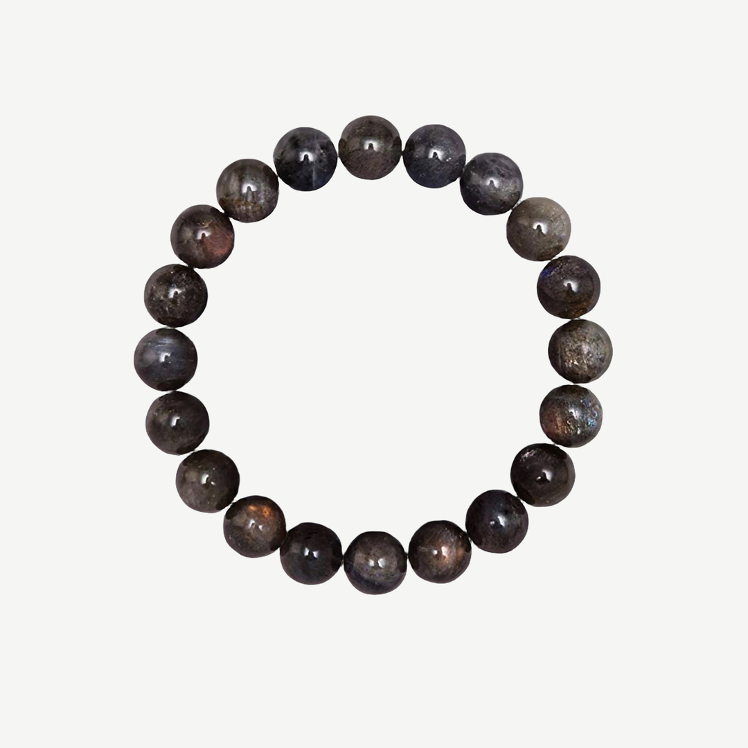 Gray Agate Beaded Bracelet for Men, 10mm — finished light background #F5F5F3 — source image 1