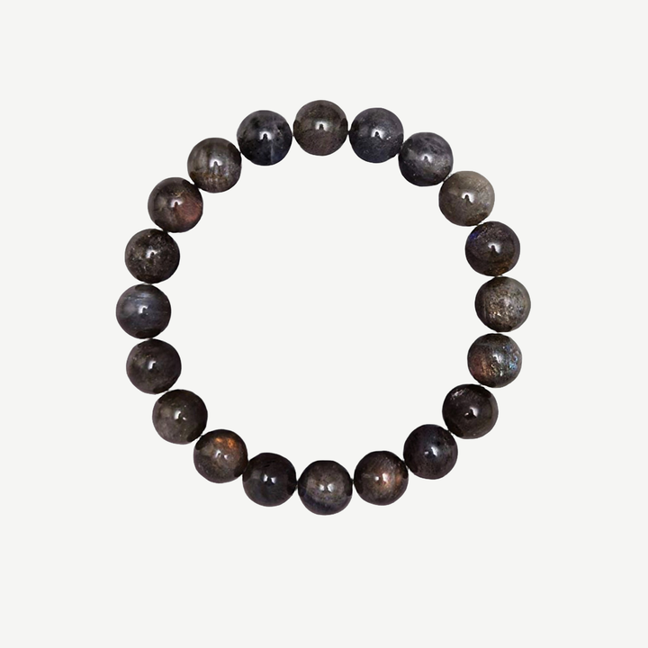 Gray Agate Beaded Bracelet for Men, 10mm — finished light background #F5F5F3 — source image 1