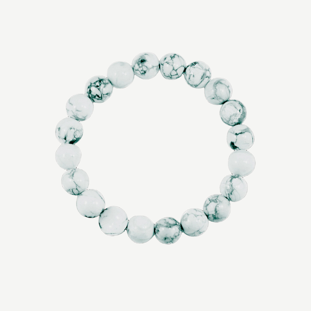 Howlite Beaded Bracelet for Men, 10mm — finished light background #F5F5F3 — source image 1