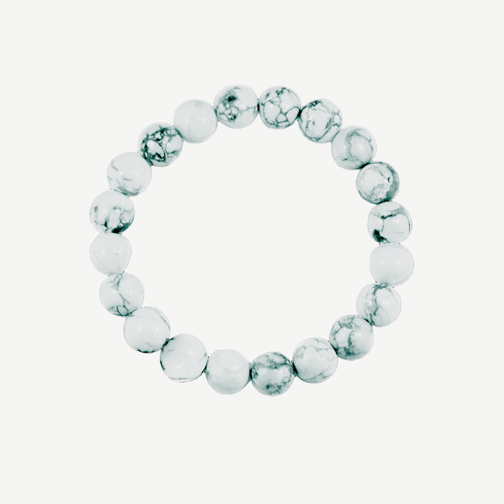 Howlite Beaded Bracelet for Men, 10mm — finished light background #F5F5F3 — source image 1