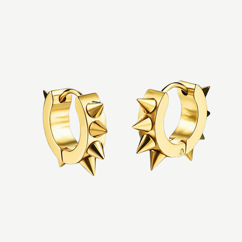 Impale Spikes Hoop Earrings Gold - Pair — finished light background #F5F5F3 — source image 1