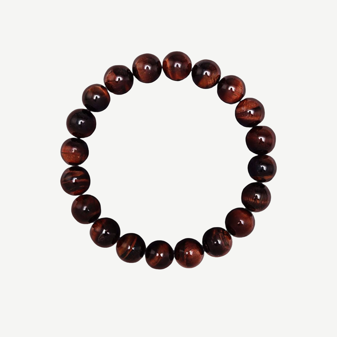 Iron Tiger's Eye Beaded Bracelet for Men, 10mm — finished light background #F5F5F3 — source image 1