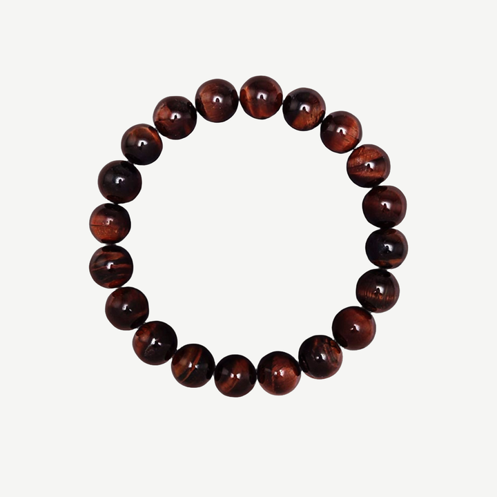 Iron Tiger's Eye Beaded Bracelet for Men, 10mm — finished light background #F5F5F3 — source image 1