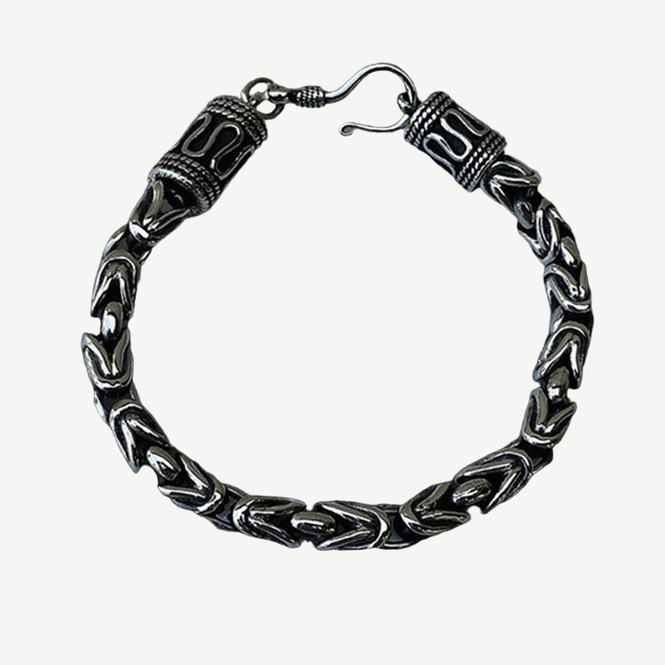 Italian Byzantine Link Chain Bracelet for Men — finished light background #F5F5F3 — source image 1
