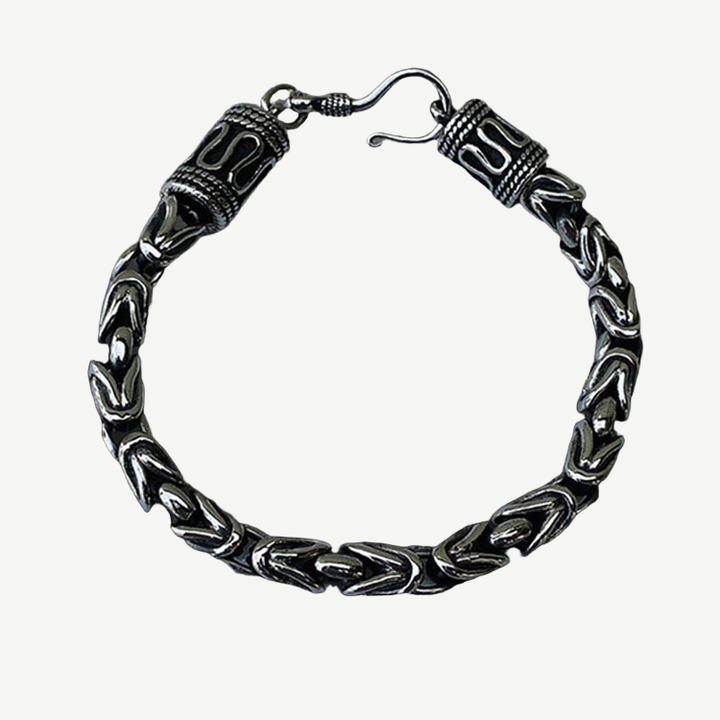 Italian Byzantine Link Chain Bracelet for Men — finished light background #F5F5F3 — source image 1