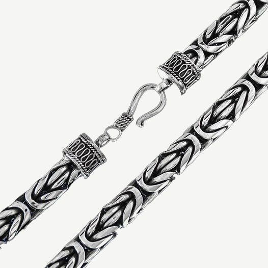 Italian Byzantine Link Chain Bracelet for Men — finished light background #F5F5F3 — source image 3