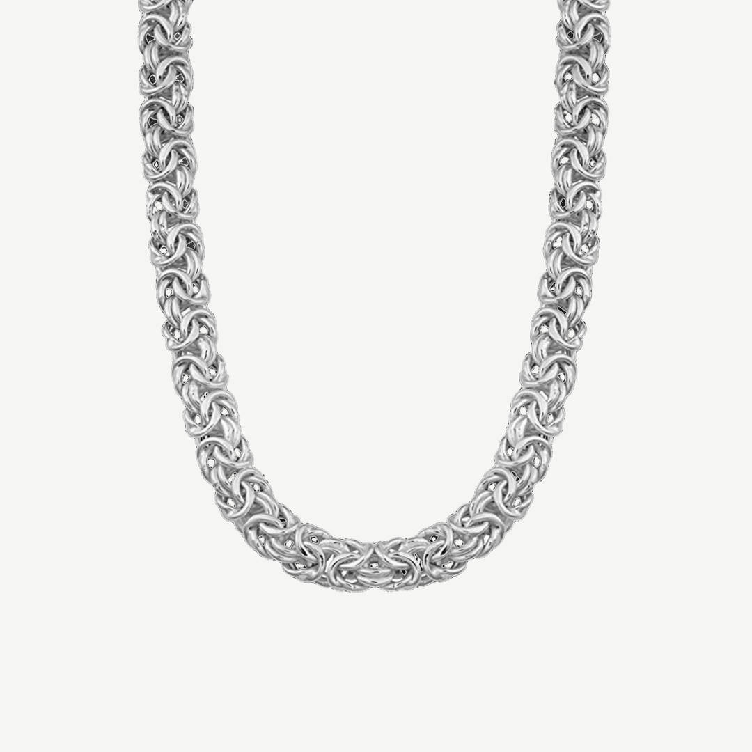 Italian Byzantine Men's Chain - 10mm — finished light background #F5F5F3 — source image 1