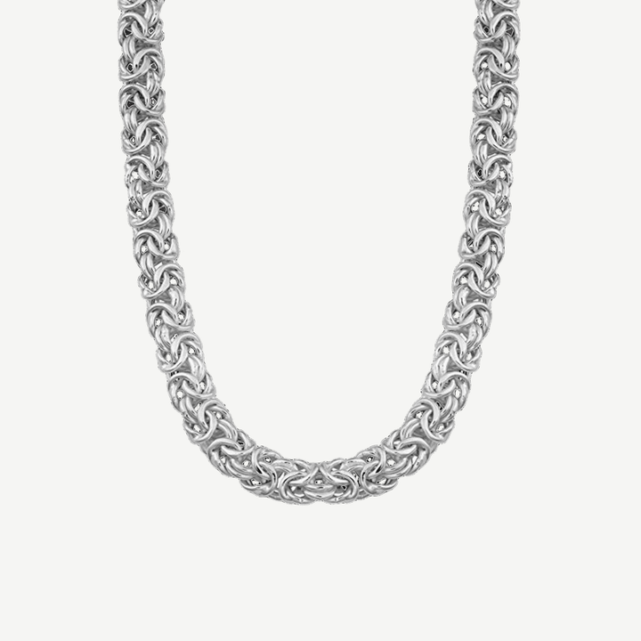 Italian Byzantine Men's Chain - 10mm — finished light background #F5F5F3 — source image 1