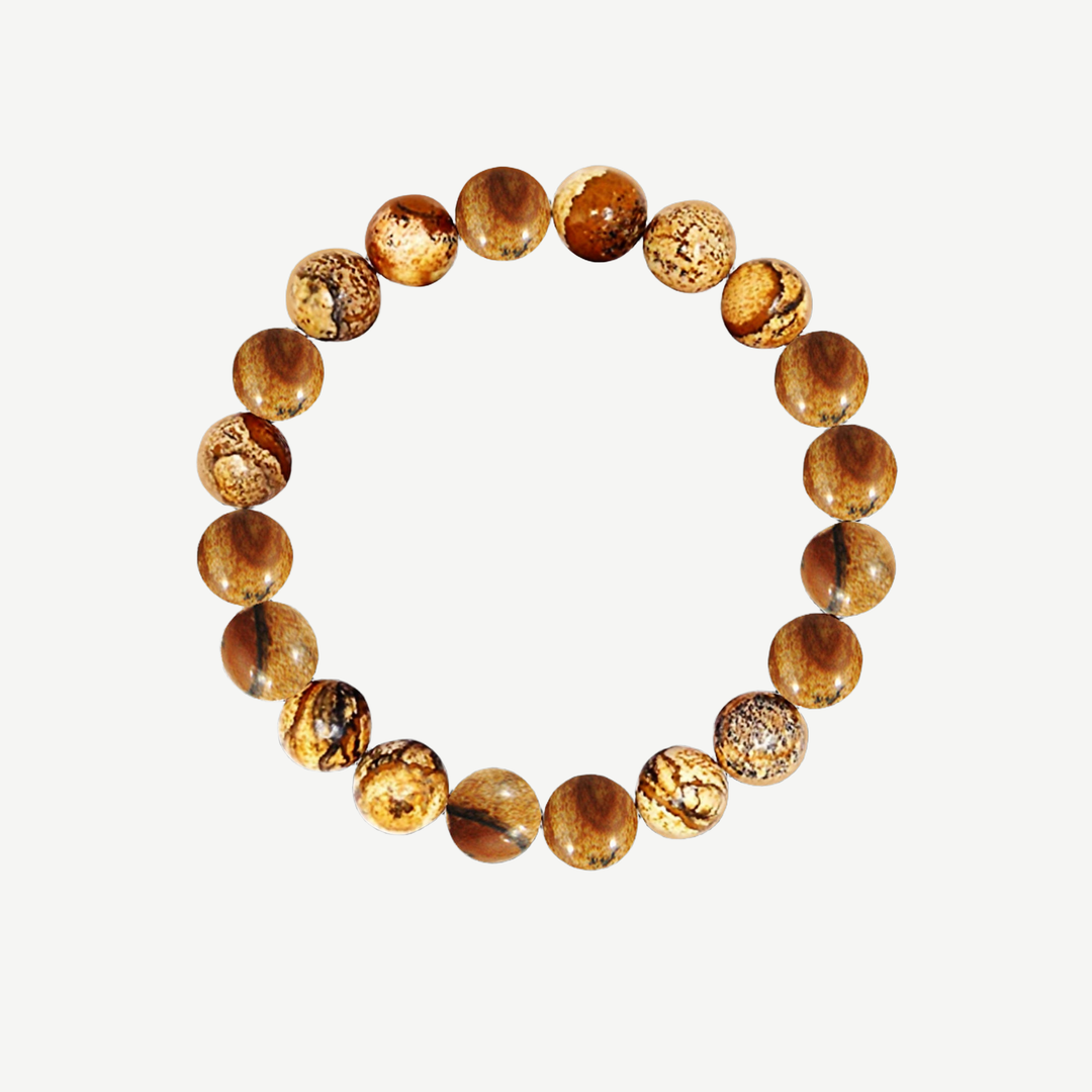 Jasper Beaded Bracelet for Men, 10mm — finished light background #F5F5F3 — source image 1