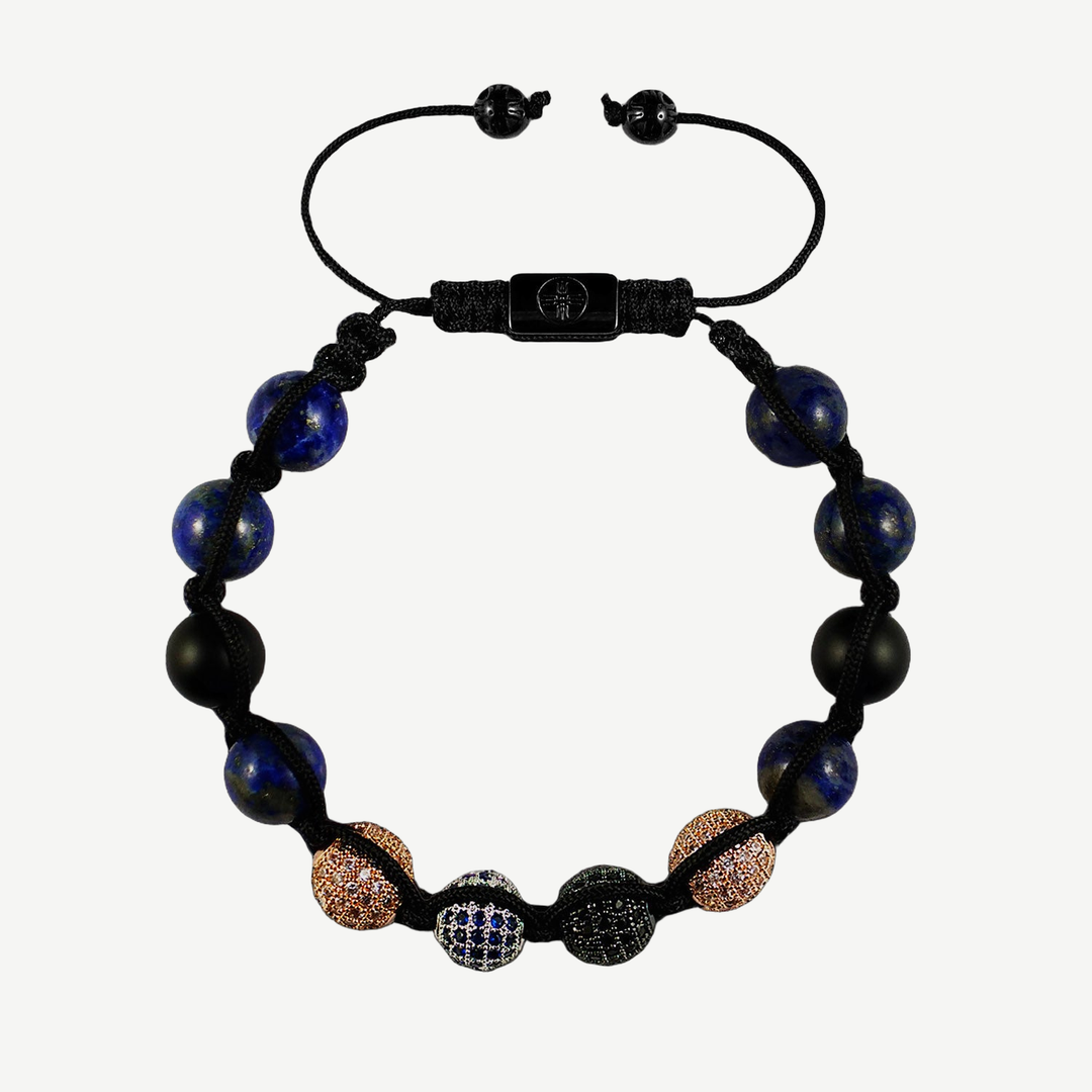 Kismet Warrior Beaded Bracelet, 10mm — finished light background #F5F5F3 — source image 1