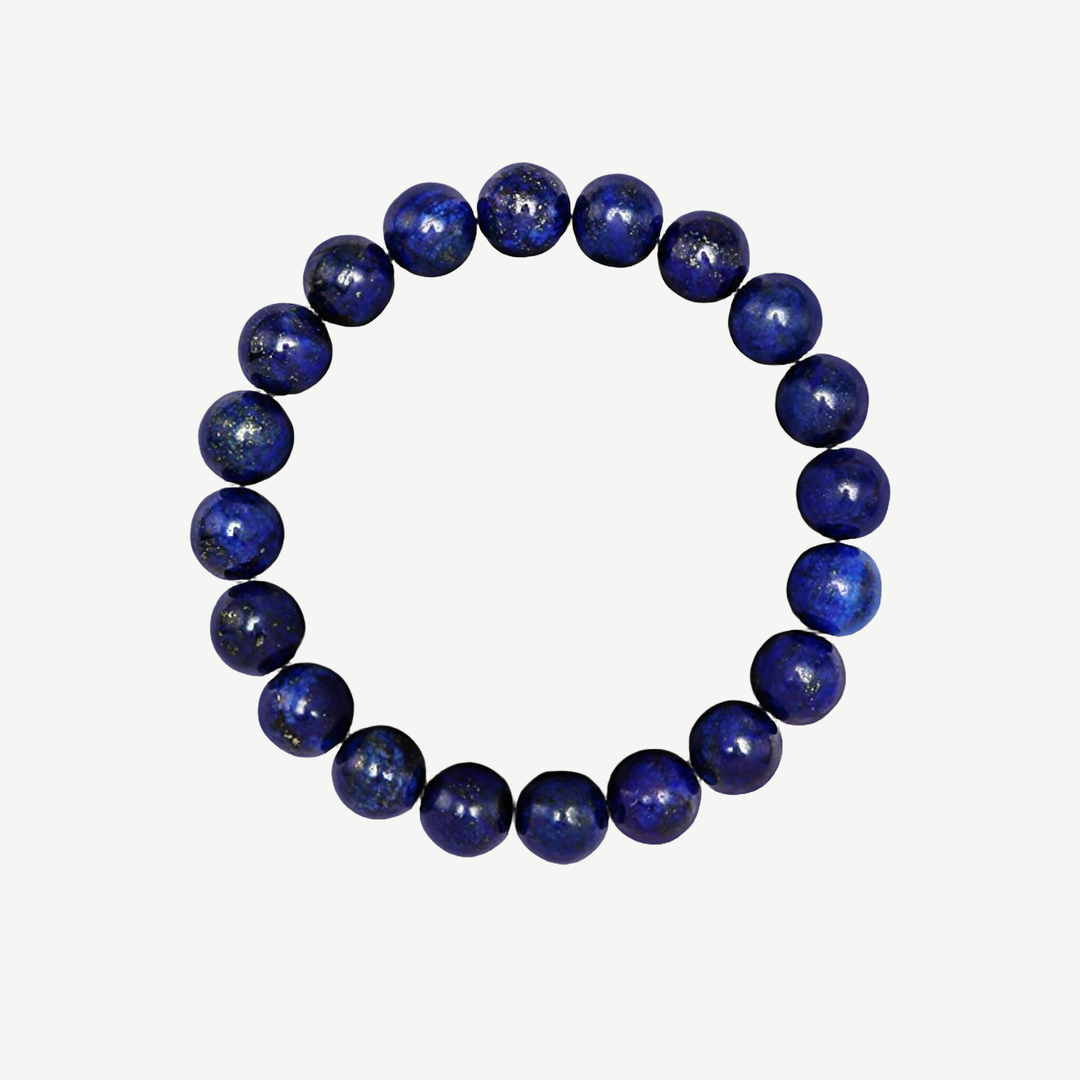 Lapis Beaded Bracelet for Men, 10mm — finished light background #F5F5F3 — source image 1