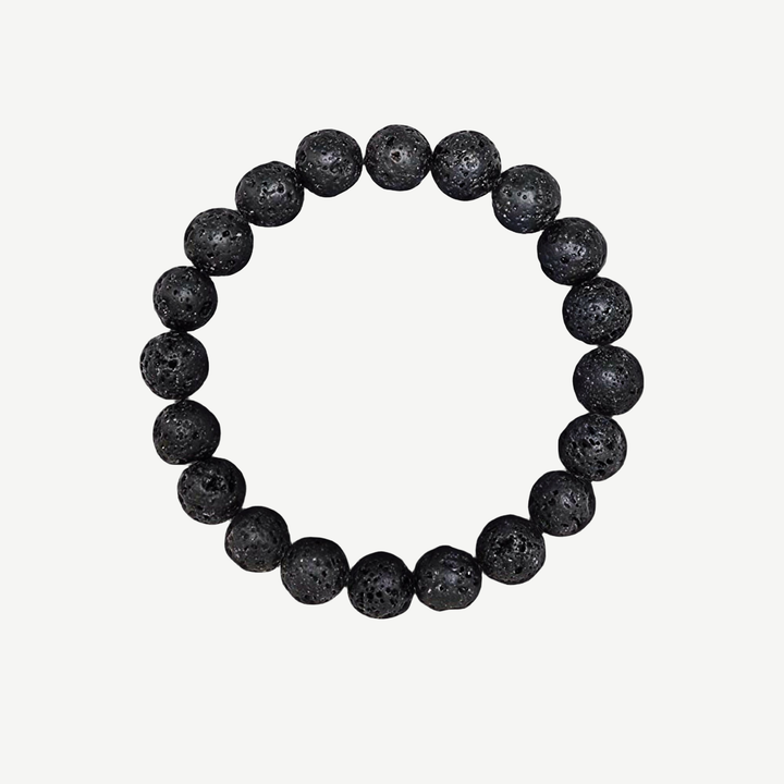Lava Stone Beaded Bracelet for Men, 10mm — finished light background #F5F5F3 — source image 1
