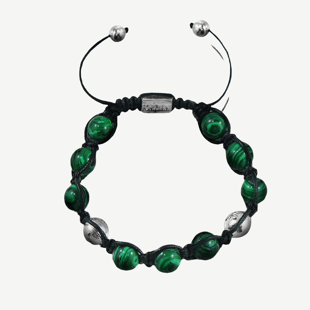 Luck and Fortune Malachite Beads Bracelet, 10mm — finished light background #F5F5F3 — source image 1