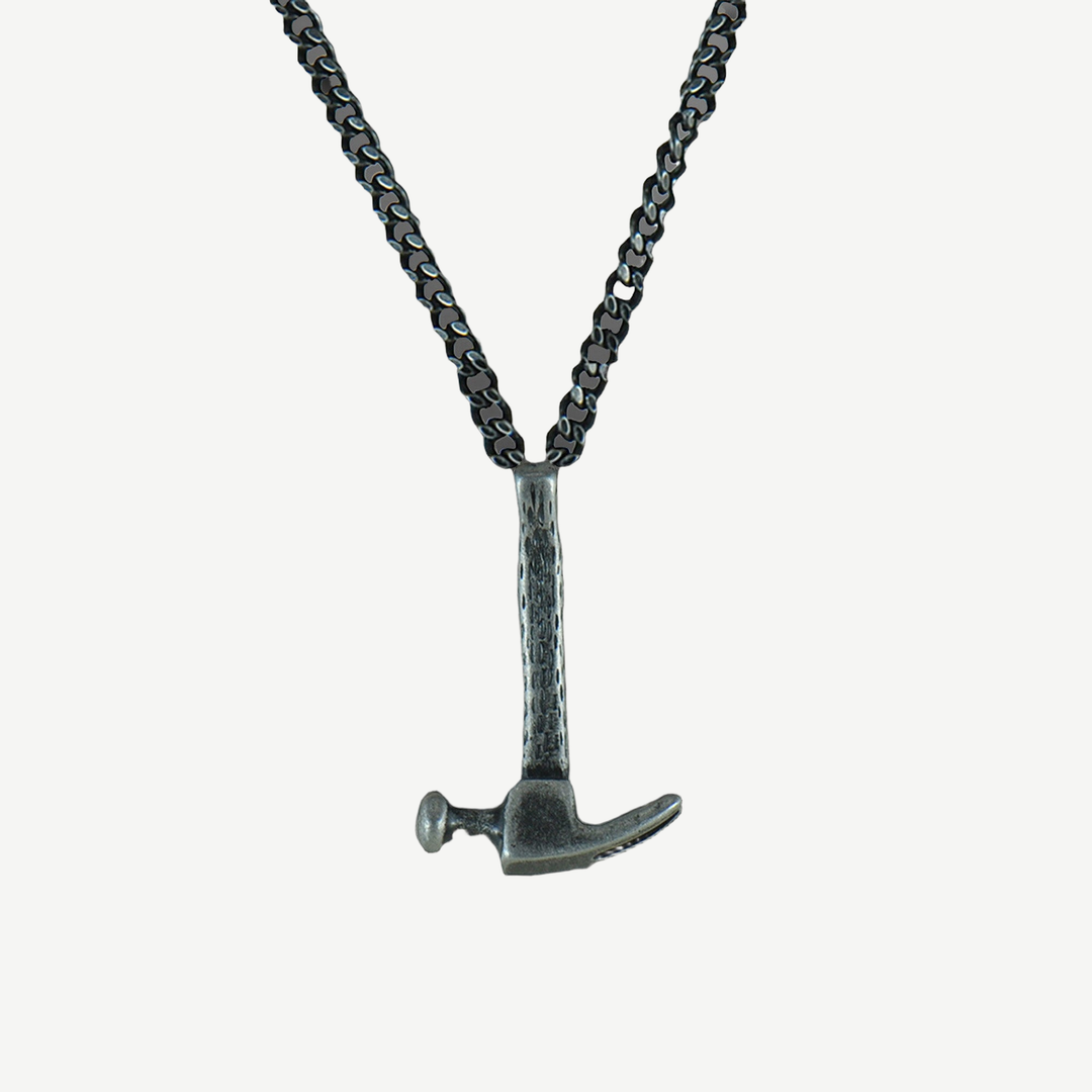 Martello Hammer Amulet Necklace — finished light background #F5F5F3 — source image 1