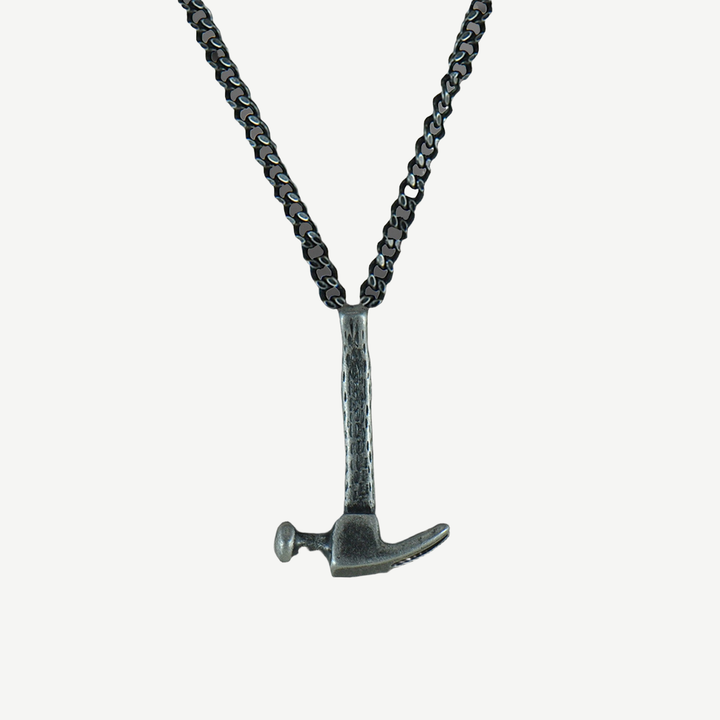 Martello Hammer Amulet Necklace — finished light background #F5F5F3 — source image 1