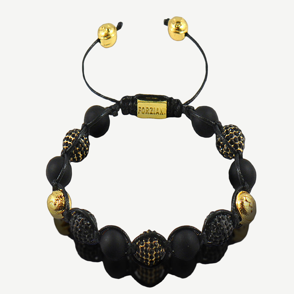 Men’s All Powerful Black Agate and CZ Diamonds Pavé Beads Bracelet, 10mm — finished light background #F5F5F3 — source image 1