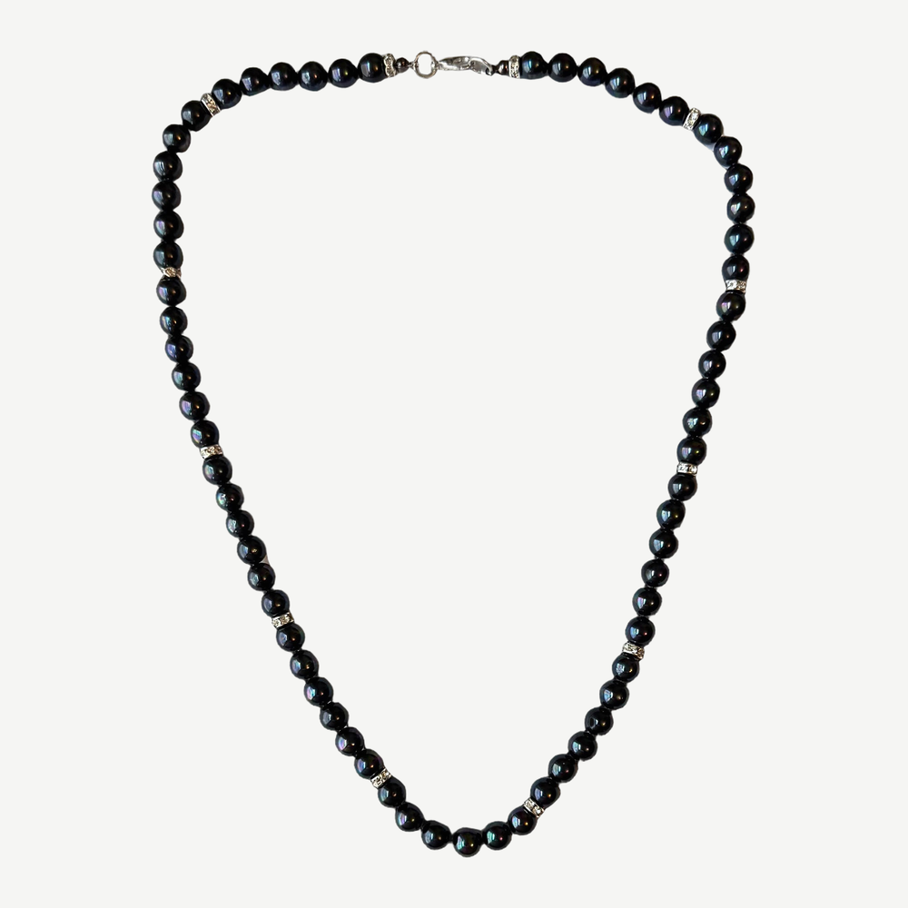 Men’s Black Baroque Pearl Choker — finished light background #F5F5F3 — source image 1