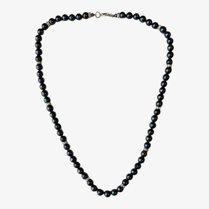 Men’s Black Baroque Pearl Choker — finished light background #F5F5F3 — source image 1