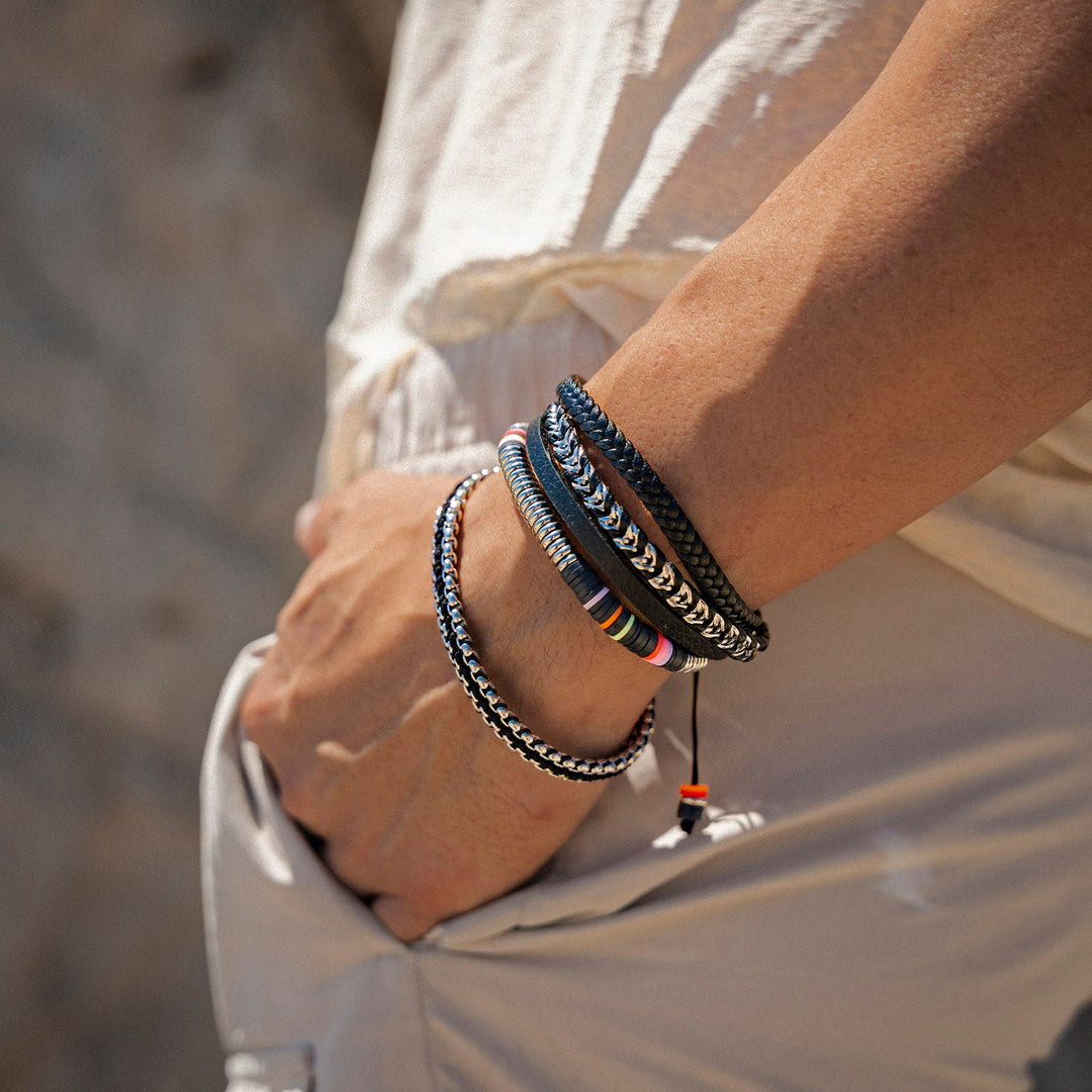 Strata Leather & Chain Bracelet