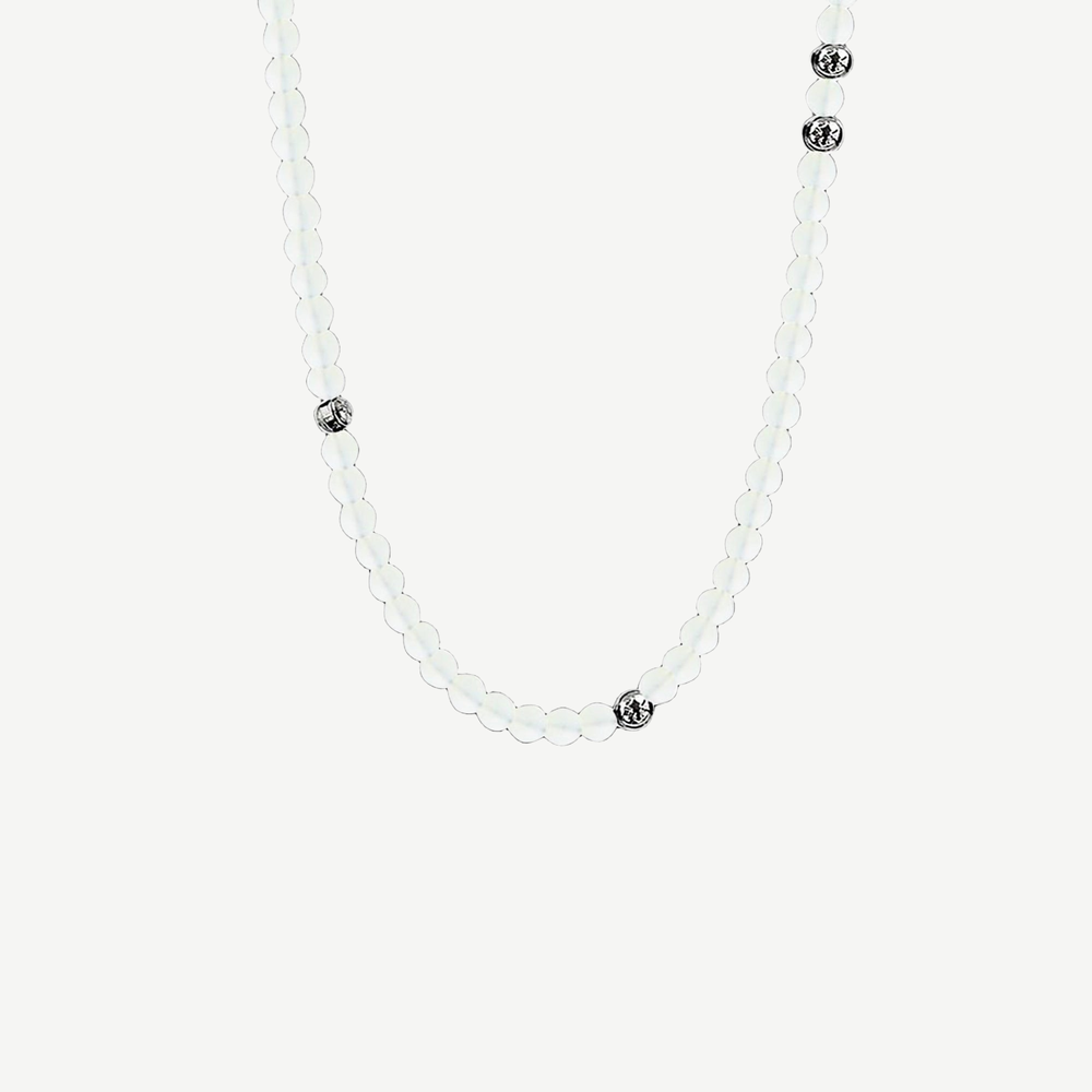 Summit Men’s Beaded Necklace Moonstone — finished light background #F5F5F3 — source image 1