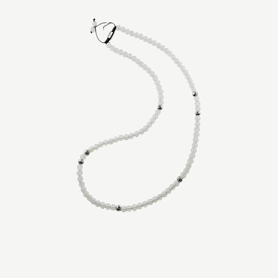 Summit Men’s Beaded Necklace Moonstone — finished light background #F5F5F3 — source image 6