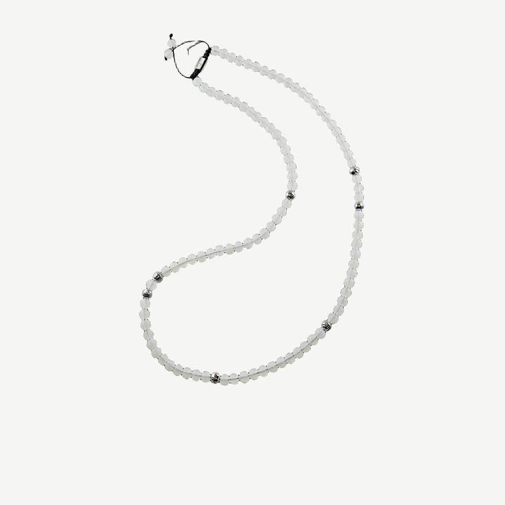 Summit Men’s Beaded Necklace Moonstone — finished light background #F5F5F3 — source image 6