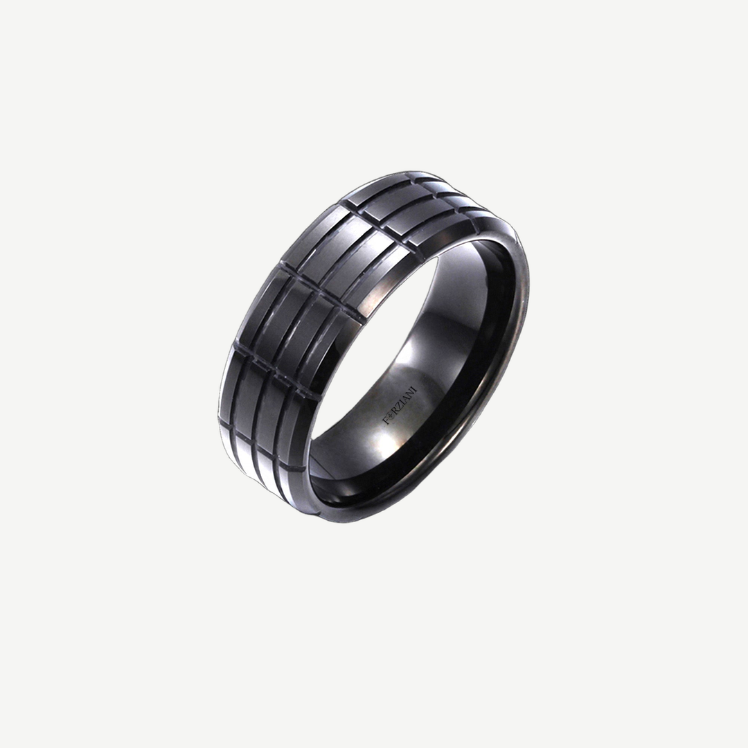 Men's Channel Ring Tungsten — light background #F5F5F3 — source image 1