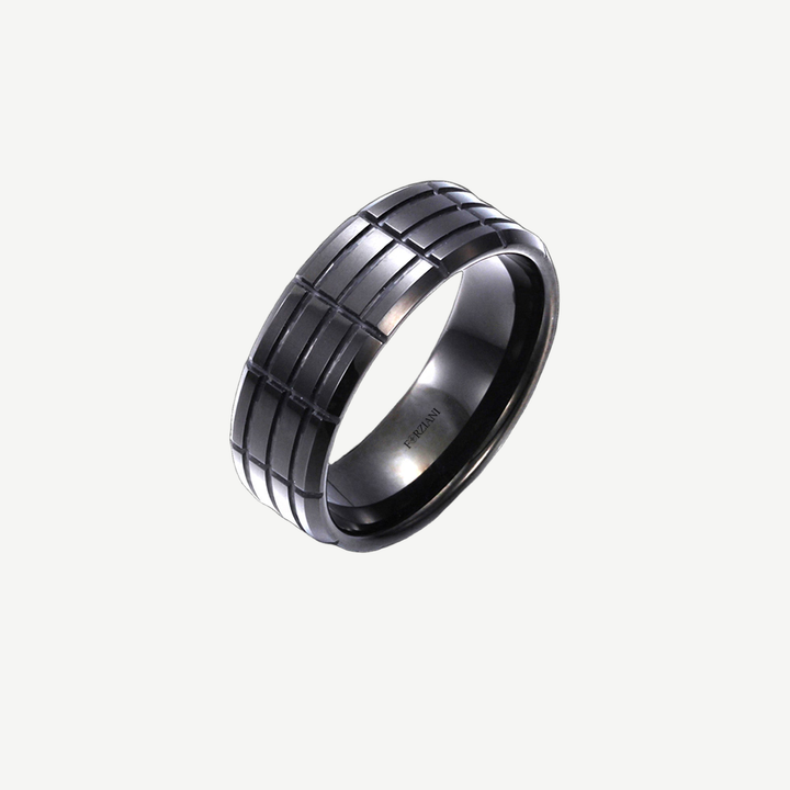 Men's Channel Ring Tungsten — light background #F5F5F3 — source image 1