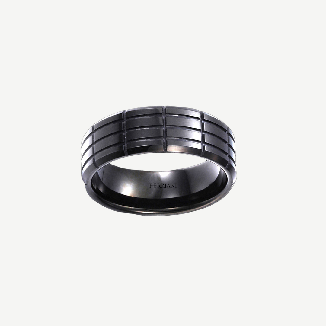 Men's Channel Ring Tungsten — light background #F5F5F3 — source image 5