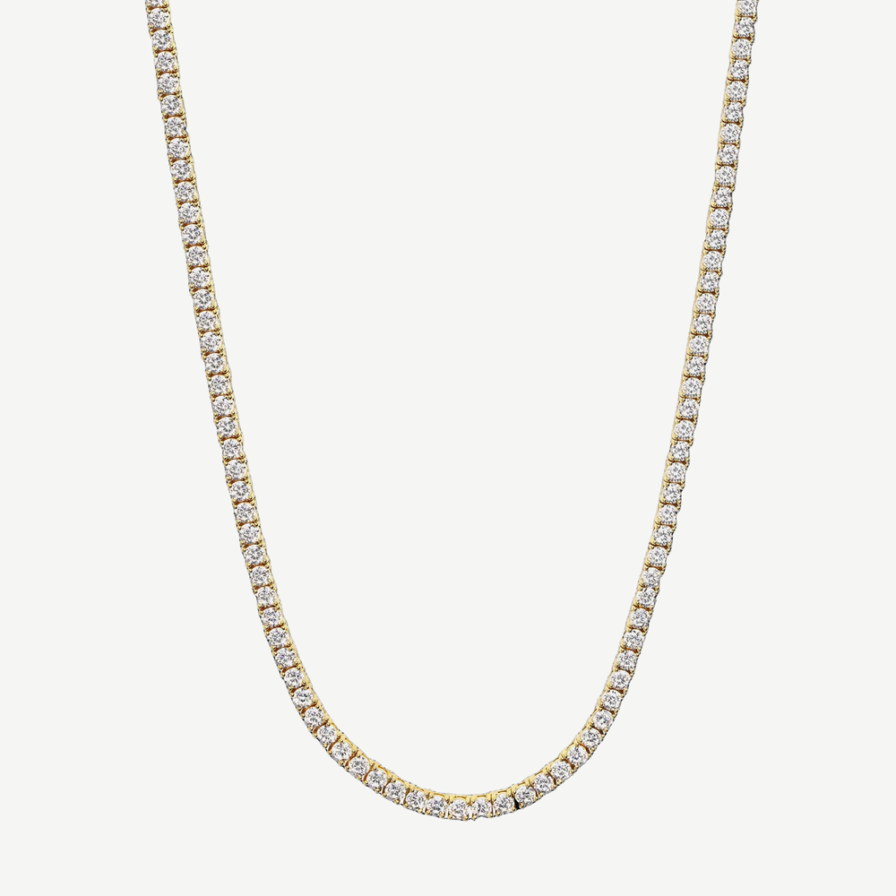 Men's Zircon Tennis Chain Necklace Gold — finished light background #F5F5F3 — source image 1