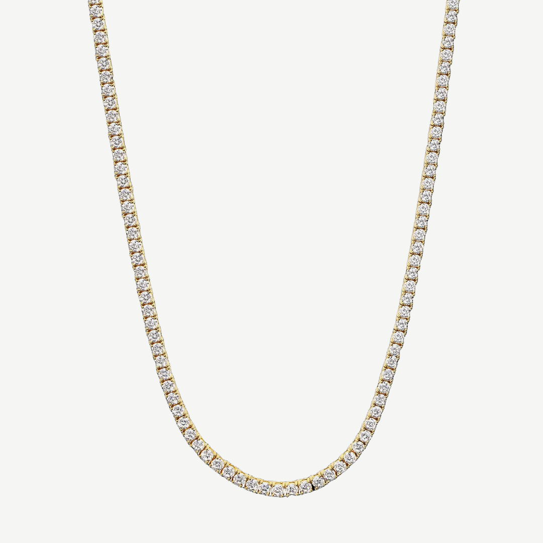 Men's Zircon Tennis Chain Necklace Gold — finished light background #F5F5F3 — source image 1
