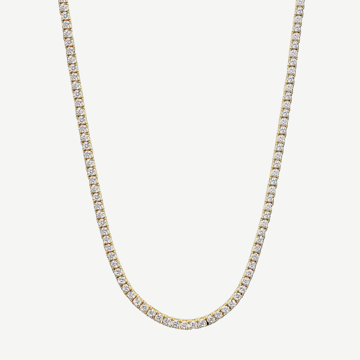Men's Zircon Tennis Chain Necklace Gold — finished light background #F5F5F3 — source image 1